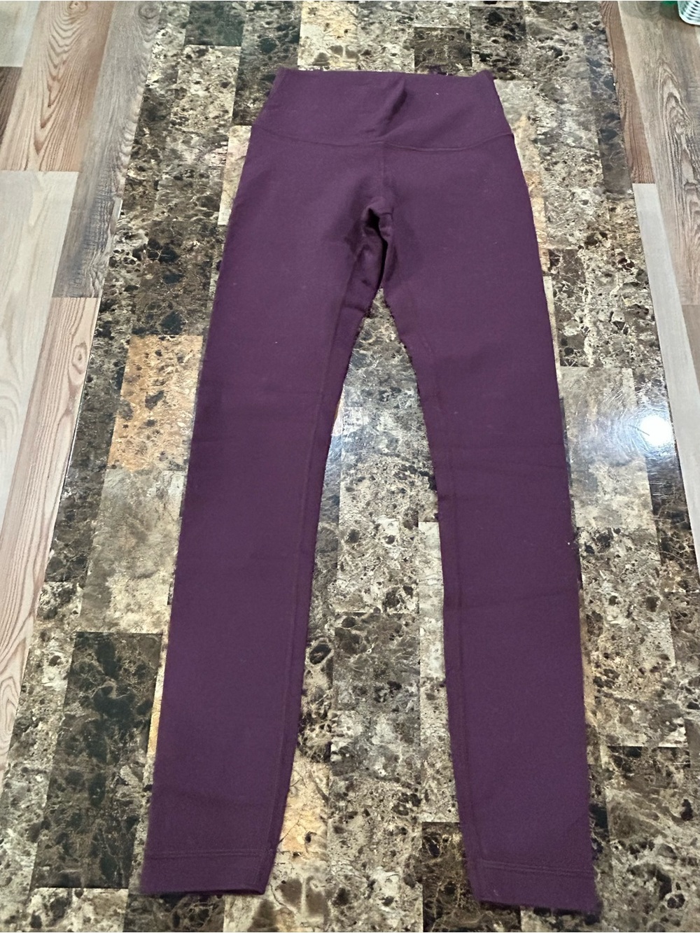 Girls' High-Waist Leggings in Plum